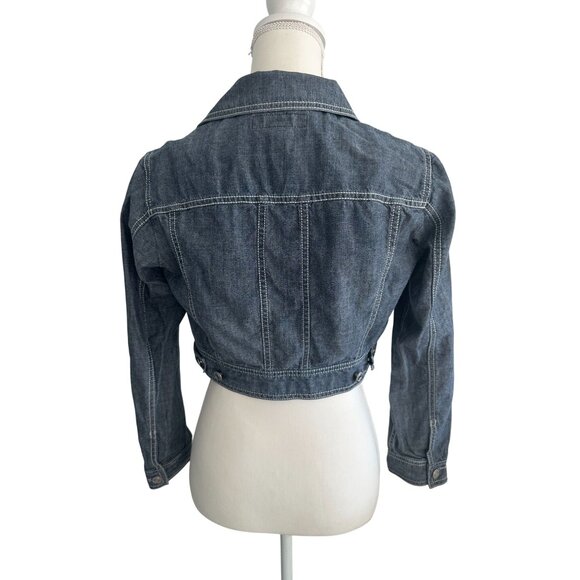 MICHAEL KORS Denim Crop Long Sleeve Jacket Size 2P - Picture 2 of 7